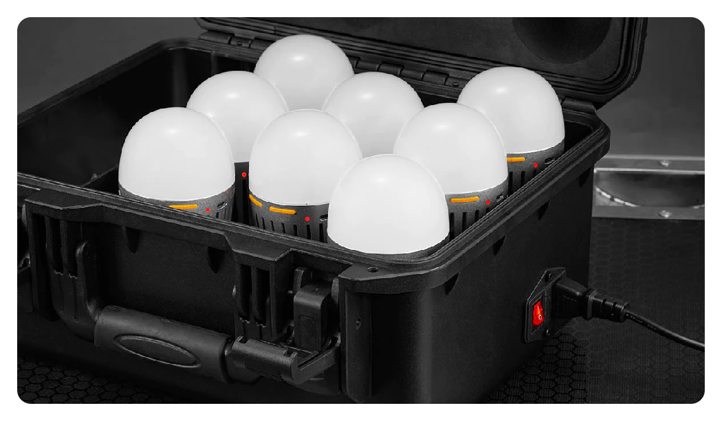 godox c7r knowled e27 led bulbs inside the charging case
