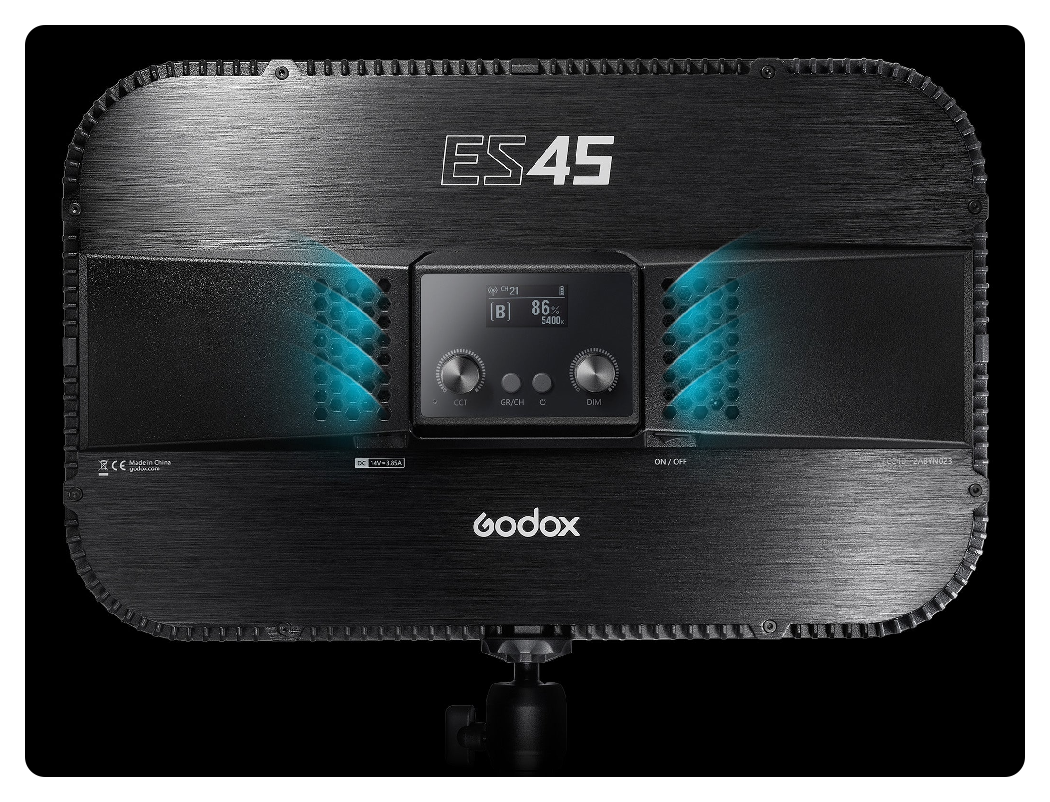 illustraion showing the godox es45 cooling system