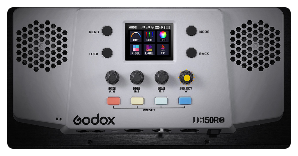 rear view of the godox panel light showing effect controls