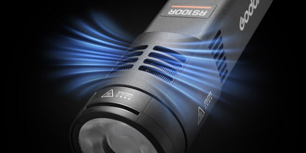 close up of the godox light cooling system
