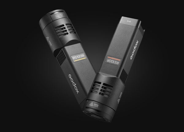 RS100R and RS100Bi on a black background