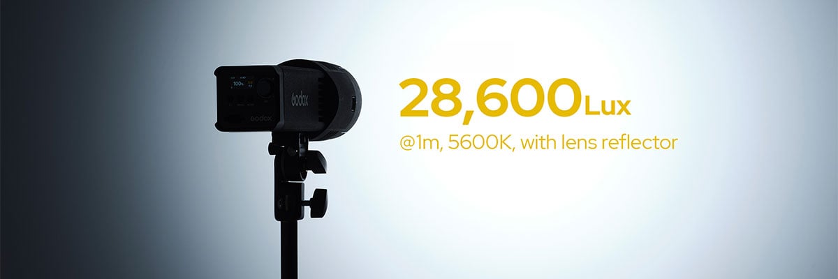 rear view of the godox light with output