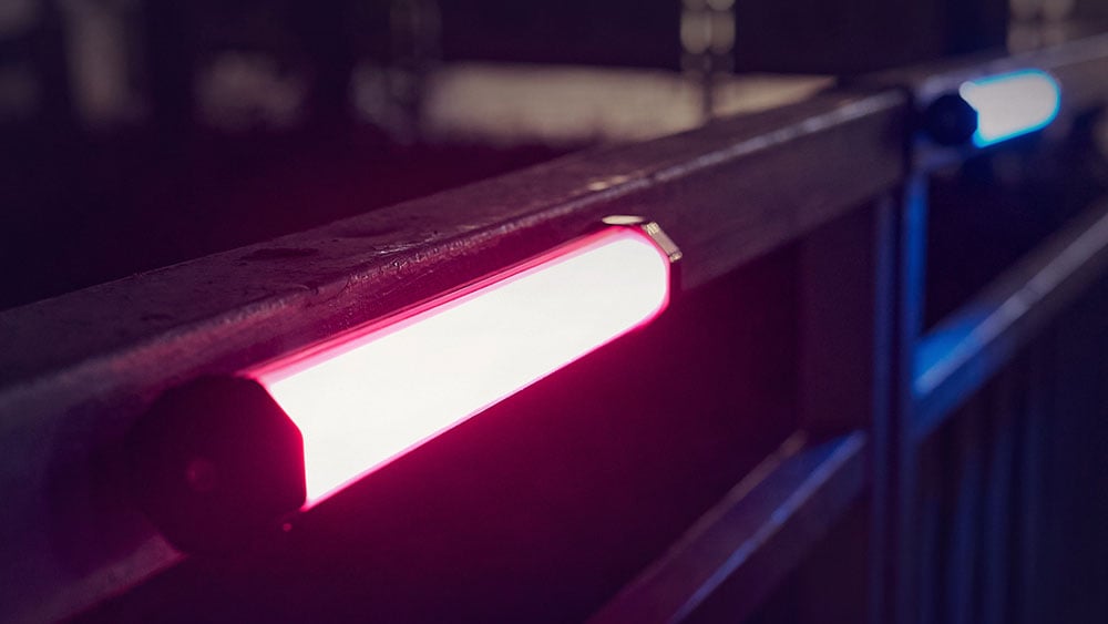 godox tube light attached to a railing