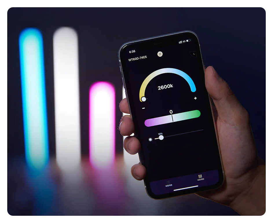 godox app being used to control the godox WT60R waterproof led lights