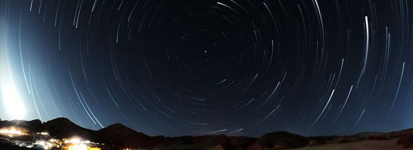 Nighttime starlight trail image