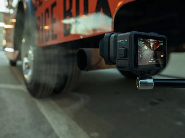 gopro mission 1 attached to the exhaust of a car