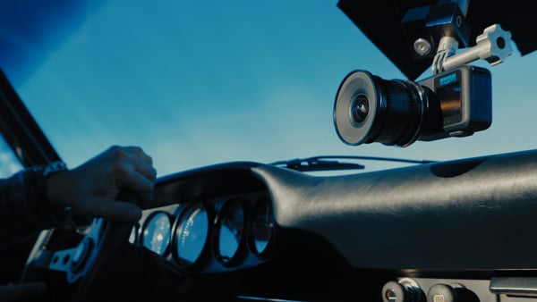 gopro mission 1 pro ils attached to the inside of a car windscreen