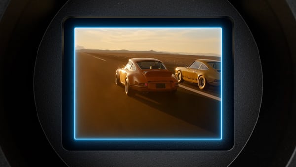 close up of the gopro mission 1 pro ils sensor capturing two racing cars