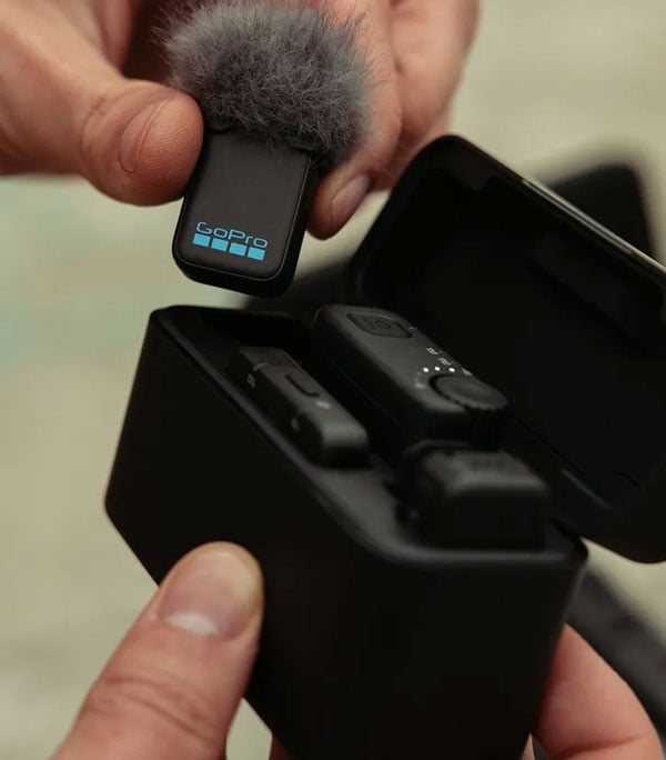 gopro wireless mic kit inside the charging case