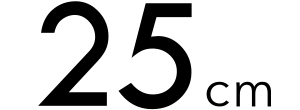 black text icon of 25cm