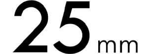 black text icon of 25mm