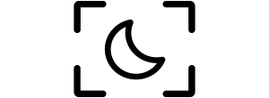black line icon of crescent moon with focus brackets