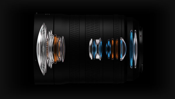 illustration of Hasselblad XCD 2.8-4/35-100E Lens Optical Design