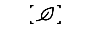 Small graphic icon of a leaf within camera framing indicators