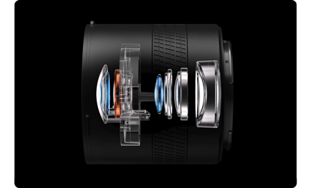 xray view of hasselblad xcd 75p medium format lens showing internal lens group