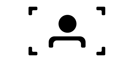silhouette black icon with focus bracket framing