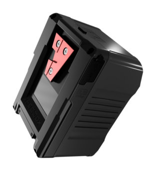 close up of the NINA M battery pack v mount