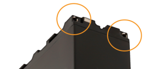 close up image of hedbox RP-NPF970 battery and connector pins