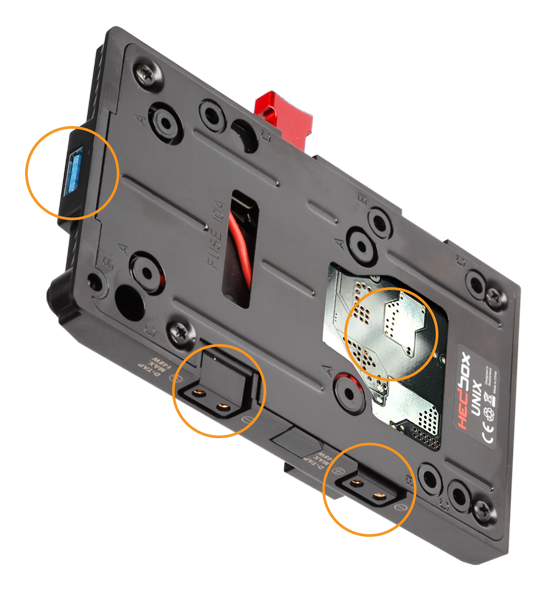 back view of the v mount battery plate highlighting the metal back panel