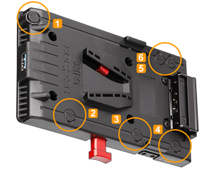 Hedbox UNIX-URSA battery plate with annotated m3x12 mounting holes