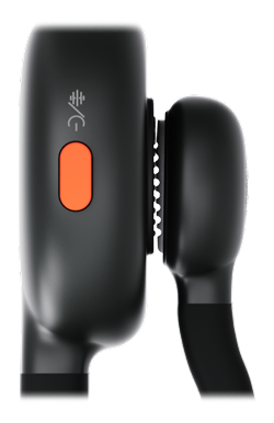 close up of the noise cancellation button on the hollyland wireless microphone