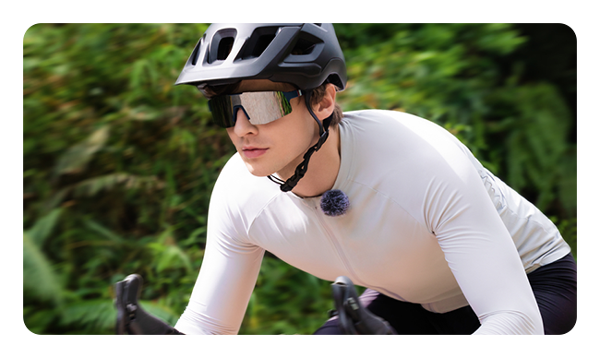 hollyland wireless microphone being used by a cyclist