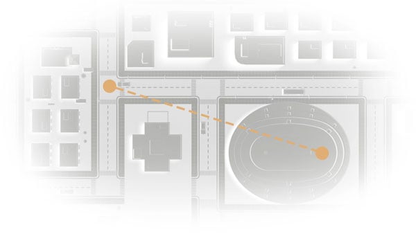 map of a city showing the range of the monitor using the dual-band transmission
