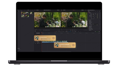Apple Macbook with DaVinci Resolve Studio video editing timeline