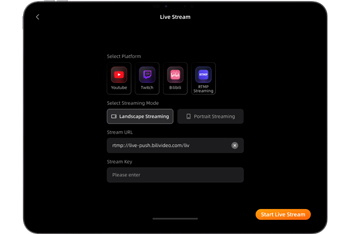 HollyView Software streaming setting window