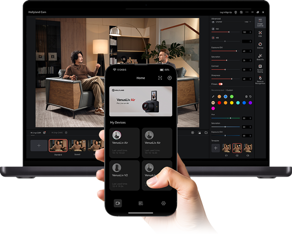 hollyland live streaming camera mobile and desktop apps