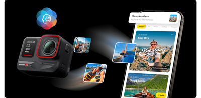 illustration of insta360 application showing ai editing and director features with ace pro camera