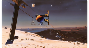 gen ai filter with insta360 ace pro footage of snowboarder performing backflip over skii jump with planets in the background