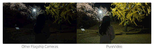 Comparison animation of insta360 PureVideo footage versus standard action cameras
