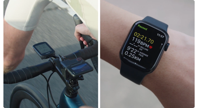 insat360 ace pro 2 mounted to bicycle handlebar and garmin smartwatch