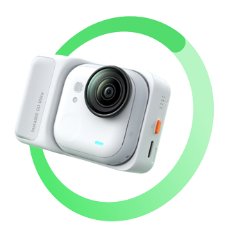 Insta360 GO Ultra and Action Pod with Green battery ring