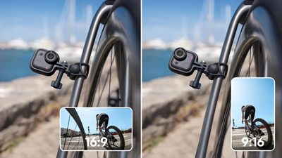 Insta360 GO Ultra action mount in horizontal and vertical shooting moods