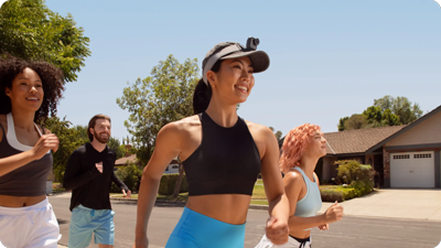 jogger using the insta360 easy clip headband