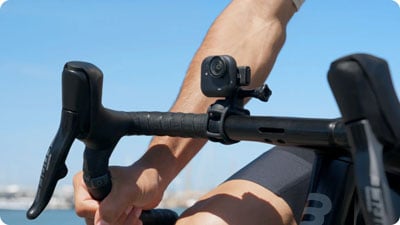 insta360 flexi strap mount being used on a bike