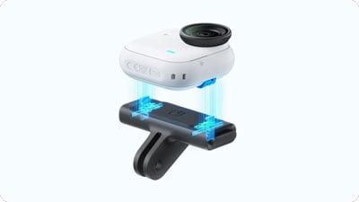 Insta360 go ultra camera being attached to the quick release mount