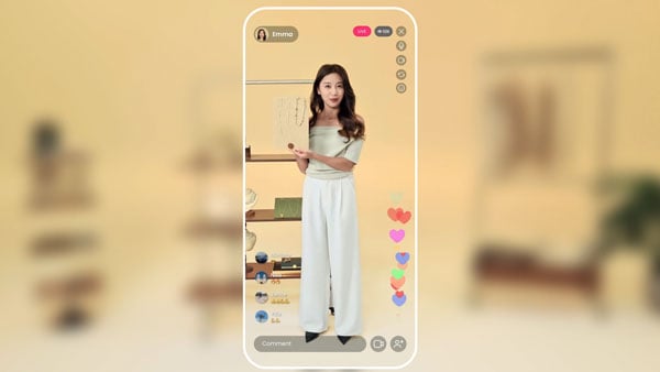 a woman posting on social media using the portrait mode on the insat360 link 2 pro