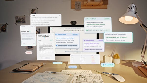 ai transcript suggests floating out a monitor screen