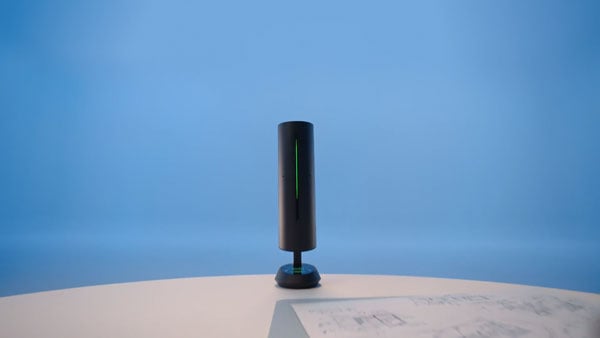 insta360 wavelink pro on a white table in a blue room
