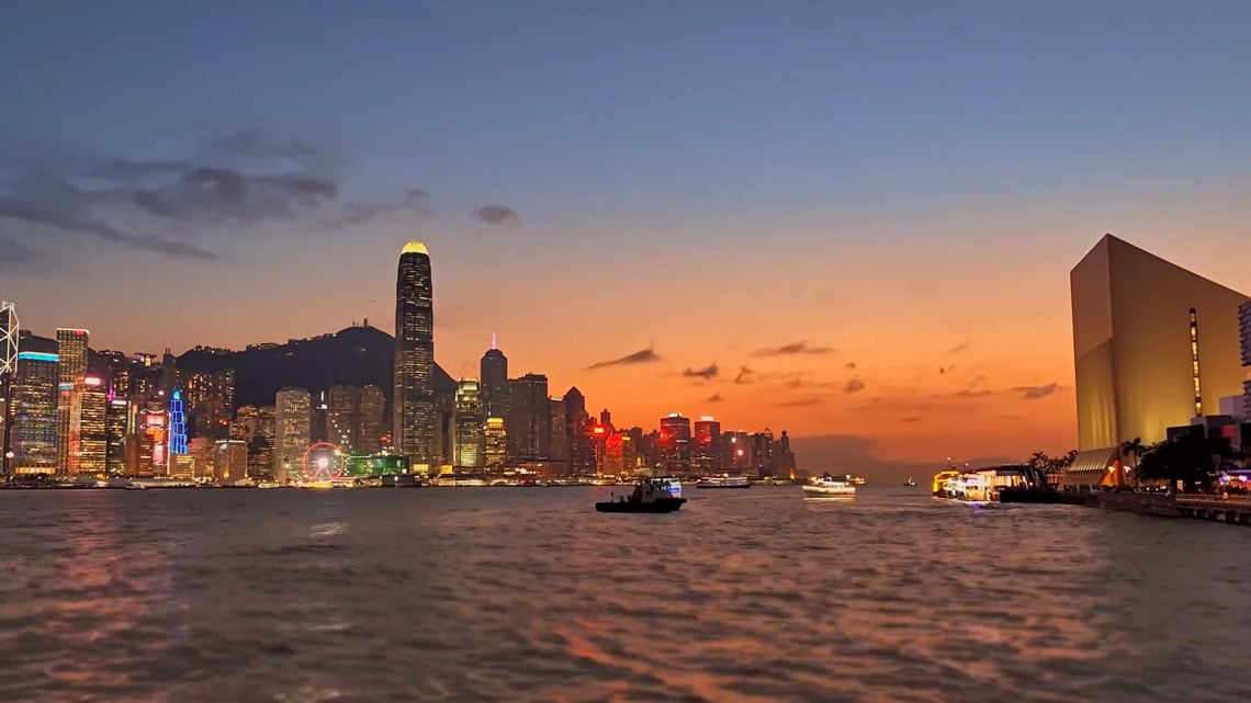 sample image from a timelapse of Victoria Harbour at dusk