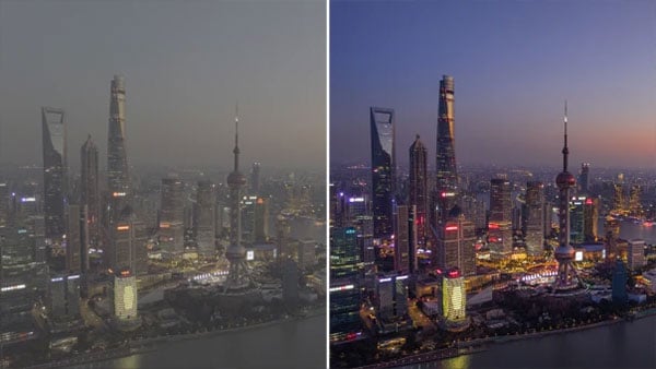 10-bit i-log comparison image of a city skyline