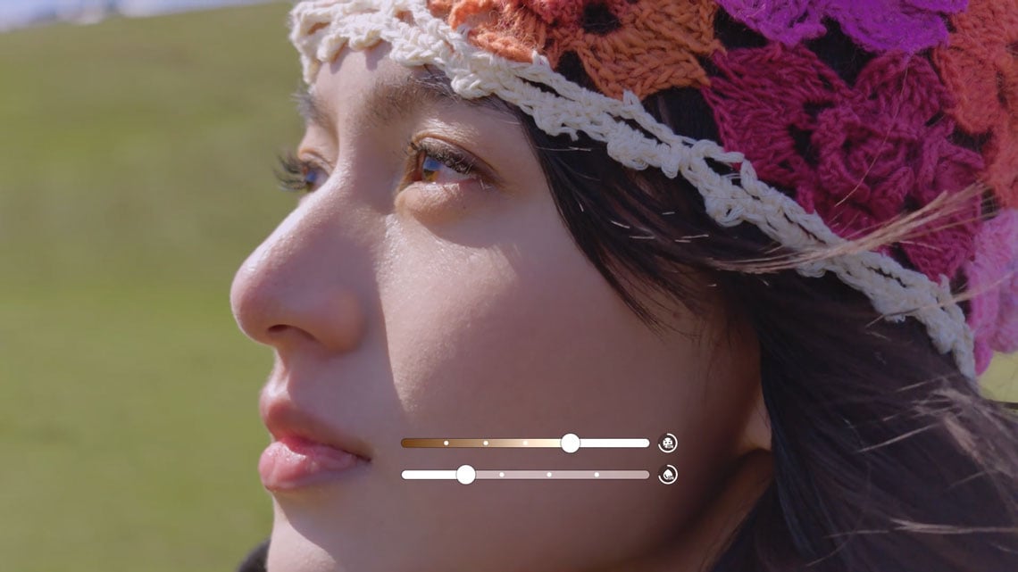 close up portrait of a womans face with beauty mode effects
