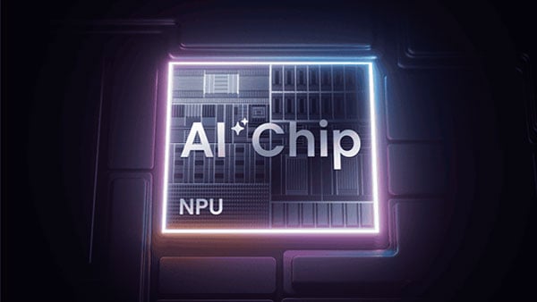 close up illustraion of the ai chip inside in the insta360 mic pro