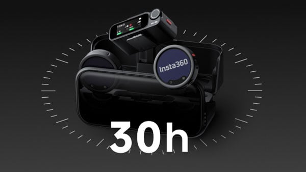 mic pro popping out of the charging case with 30h in a clock circle