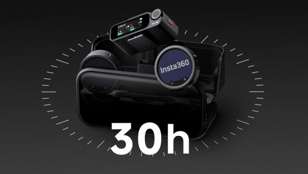 mic pro popping out of the charging case with 30h in a clock circle