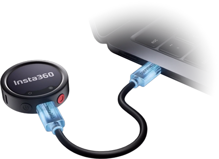 insta360 mic pro connected to a laptop via usb-c