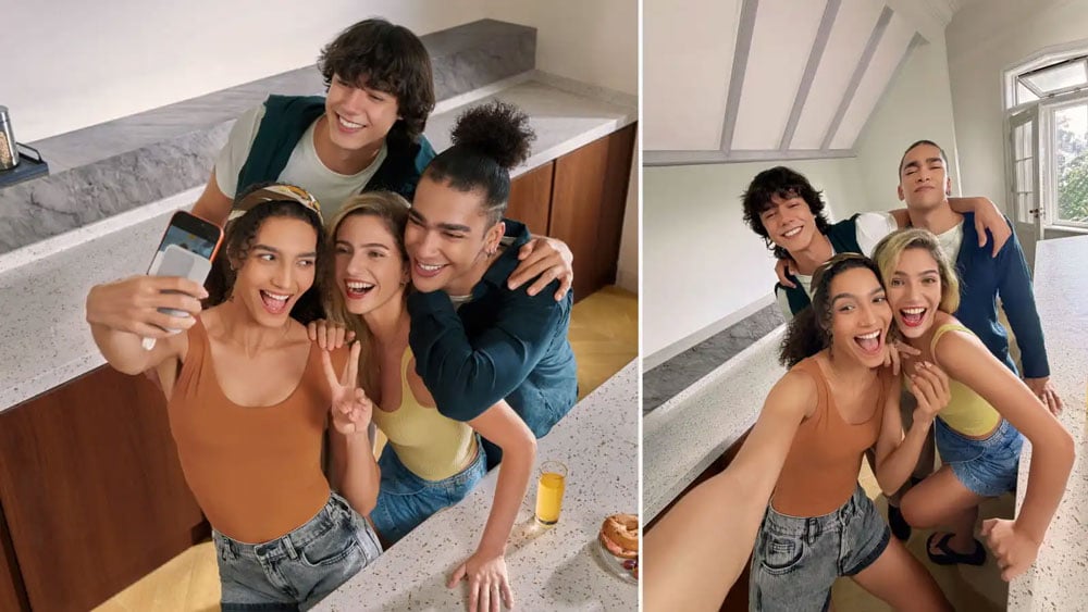 example of a group of people taking a 0.5x photo using the Insta360 Snap